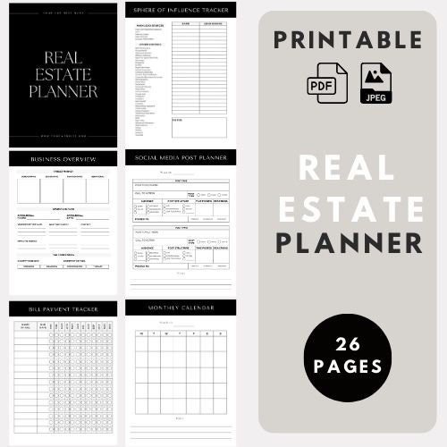 Real Estate Agent Planner Printable Planner Real Estate Marketing ...
