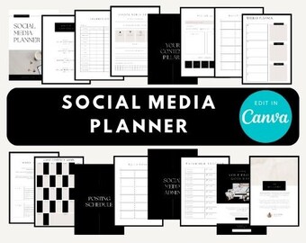 Social Media Planner Canva Template: 40-Page Content Organizer (PDF)