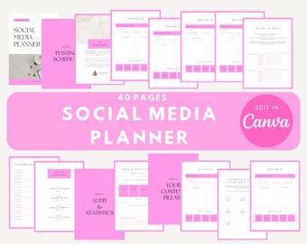 Social Media Planner Canva Template: 40-Page Content Planner (PDF)