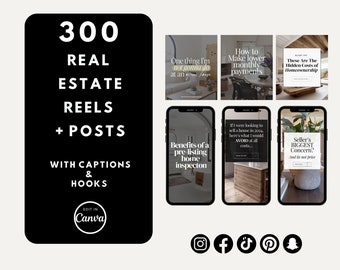 300 Real Estate Reels & Posts: Marketing Templates (Digital Download)