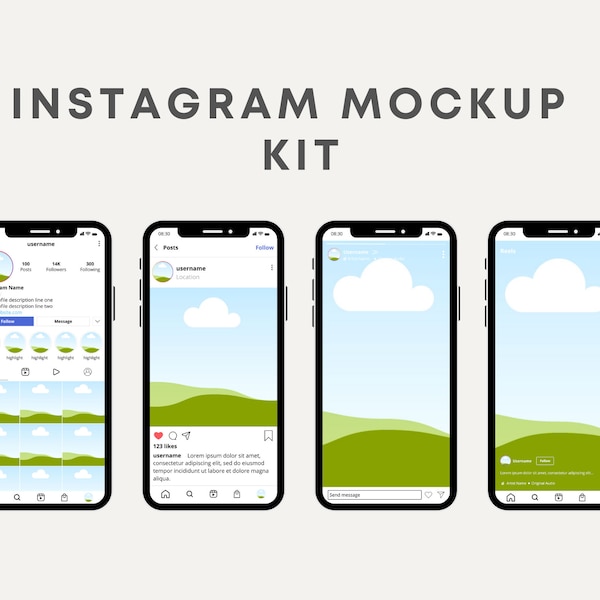 Instagram mockup template, Template bundle, Canva editable template, Mockups, Instagram Mockup, Instagram posts, Instagram stories, Reels
