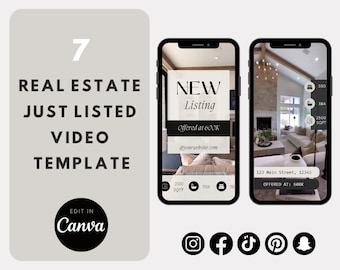 Real Estate Listing Video Templates: Social Media Stories (Digital Download)
