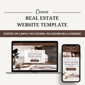Real Estate Website Template, Real estate website canva template, canva website template, real estate marketing templates, website template