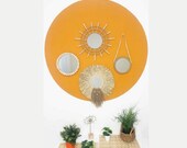 Wooden Beaded Rope Raffia Bamboo Mirror Set Boho mirror Living Room Wall Decor Set of 4 BohemDecoration