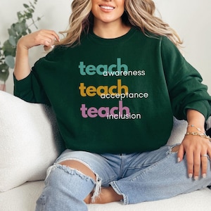 Teach Inklusion Sweatshirt, zurück zu Schule Shirt, Grundlehrer, Lehrer Wertschätzung, Lehrer Rundhalsausschnitt, Lehrer Shirt, Lehrer Sweatshirt,