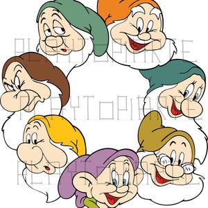 Digital file, SVG, vector, image, Silhouette Studio, Cricut, Design Space, Snow White and the Seven Dwarfs, Snow White dwarfs