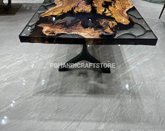 Ocean Waves Epoxy Resin Top Table, Acacia Wooden Resin Handmade Furniture, Blue Epoxy River Resin Bar Table, Kitchen Countertop Furniture