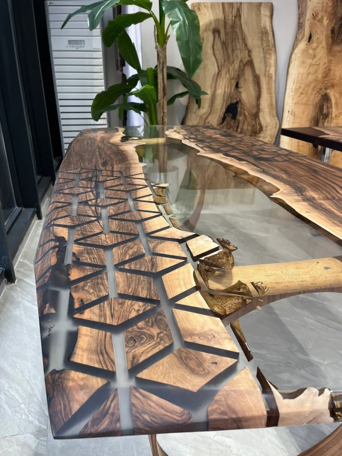 Luxury Epoxy Wooden Dining Table Long Walnut Table Epoxy Table - Etsy