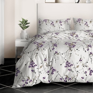 Floral Printed Duvet Cover Set: 100% Egyptian Cotton Quilted Bedding