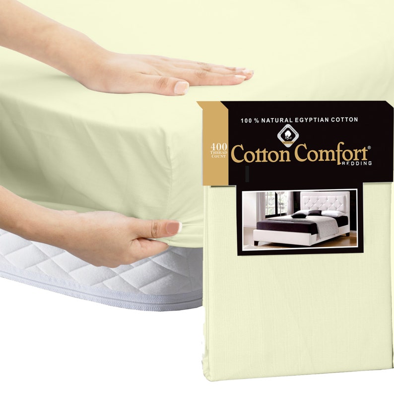 100% Egyptian Cotton Plain Fitted Sheet 25cm-Soft & Breathable 400 Thread Count in Single Double King Size image 6