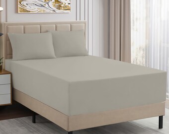 White Striped Fitted Sheet - 400 Thread Count 100% Cotton, Extra Deep Pocket, All Sizes