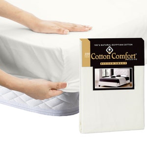 100% Egyptian Cotton Plain Fitted Sheet 25cm-Soft & Breathable 400 Thread Count in Single Double King Size White