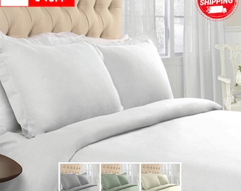 4PCS 100% Thermal Brushed Cotton Flannelette Quilt Duvet Cover Bed Set Single Double King Size