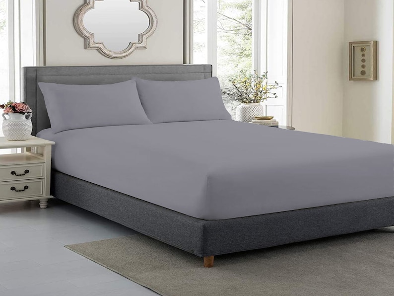 100 Egyptian Cotton 35cm Deep Plain Fitted Sheet 400 Thread Count