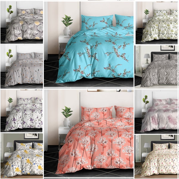 Printed 4PCS Quilt Duvet cover sets-100% Egyptian cotton- double single king size hotel quality 400 thread count floral fabric