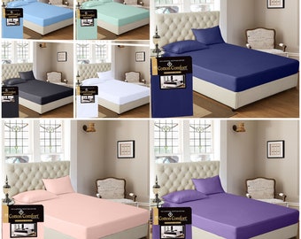 100% Egyptian Cotton Fitted SHEETS-25cm fitted BEDSHEETS- 400 TC- Single, Small Double, Double. King & Super King sizes