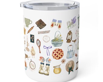 Cottagecore Insulated Coffee Mug: Homemaker Farm Life Design (10oz)