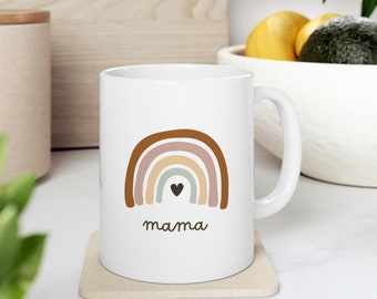 Mama Coffee Mug | Boho Rainbow Design, Mother's Day Gift