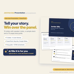 Job Interview Presentation Template with Optional AI Add-On, 15-Slide Deck, Panel Interview Prep Guide (Digital Download)