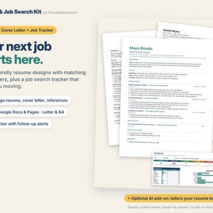 ATS-optimiertes Bewerbungspaket, 3 Designs, Anschreiben, Job-Tracker (Digitaler Download)