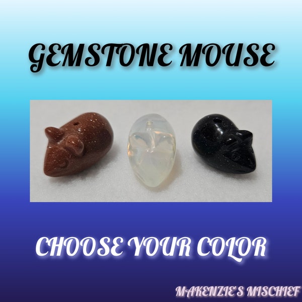 Gemstone Mini 2 cm Mouse Bead - Opalite, Goldstone, Blue Goldstone