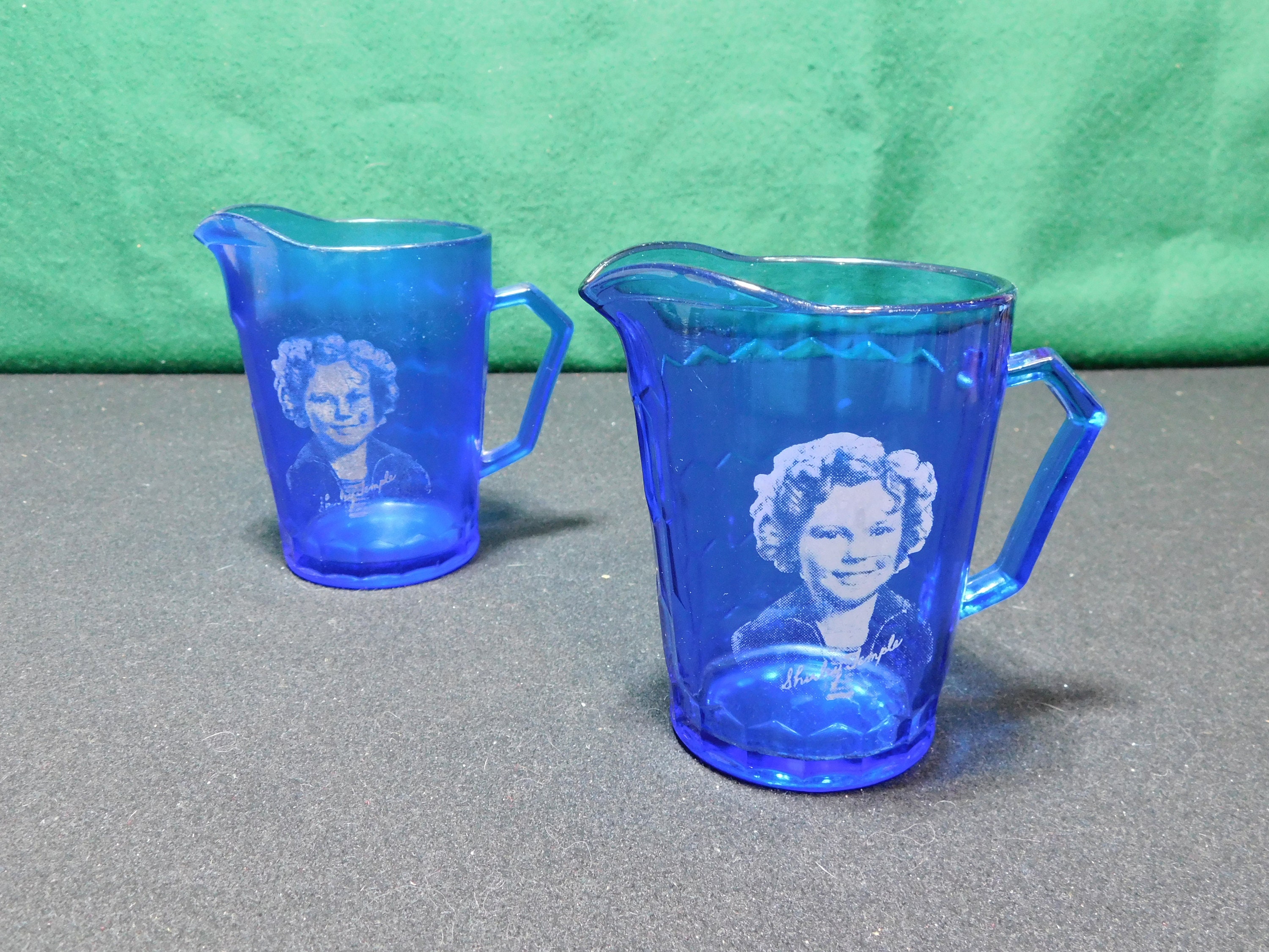 Vintage Shirley Temple Pitchers Cobalt Blue Glass Set of Two - Etsy
