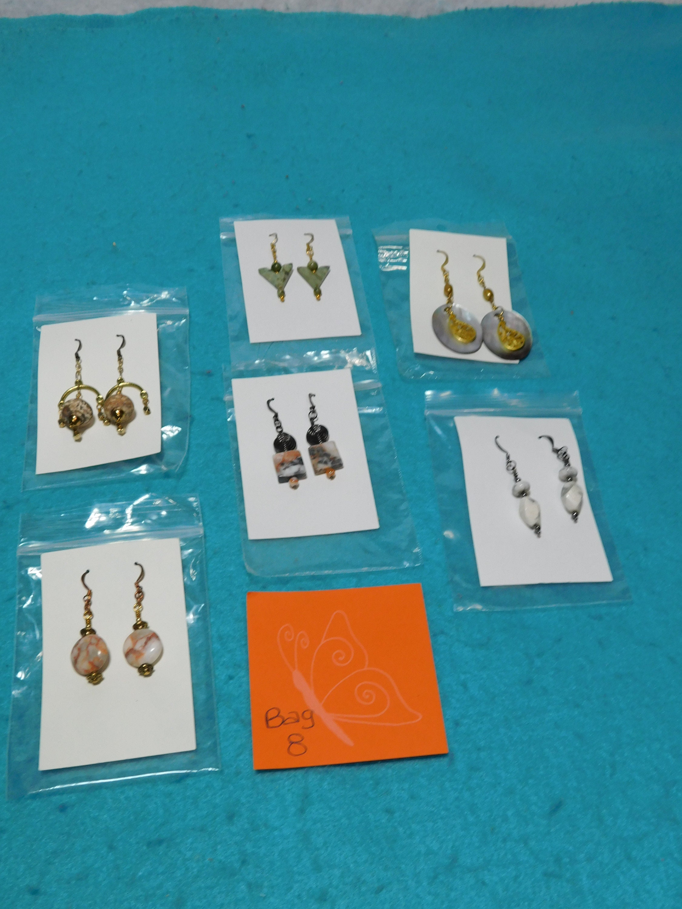 Group of Hand Crafted Earrings Bag #8 Six Pair - Neutral