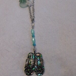 Rear View Mirror Hanging Car Accessory Decoration Glass Bead Charm Flip Flops