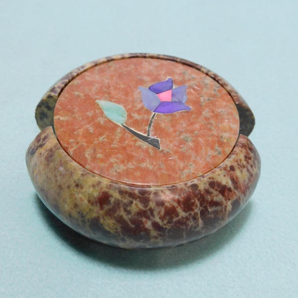 Ensemble de six sous-verres en marbre avec support Marron foncé