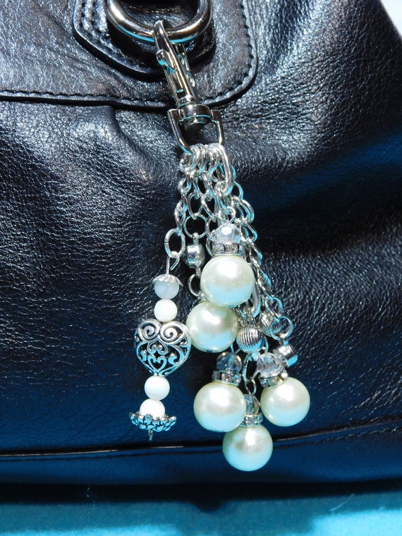 MDAuctionFinds Purse Charms Keychain Bling for Designer Purses Handcrafted, Stone and Beads