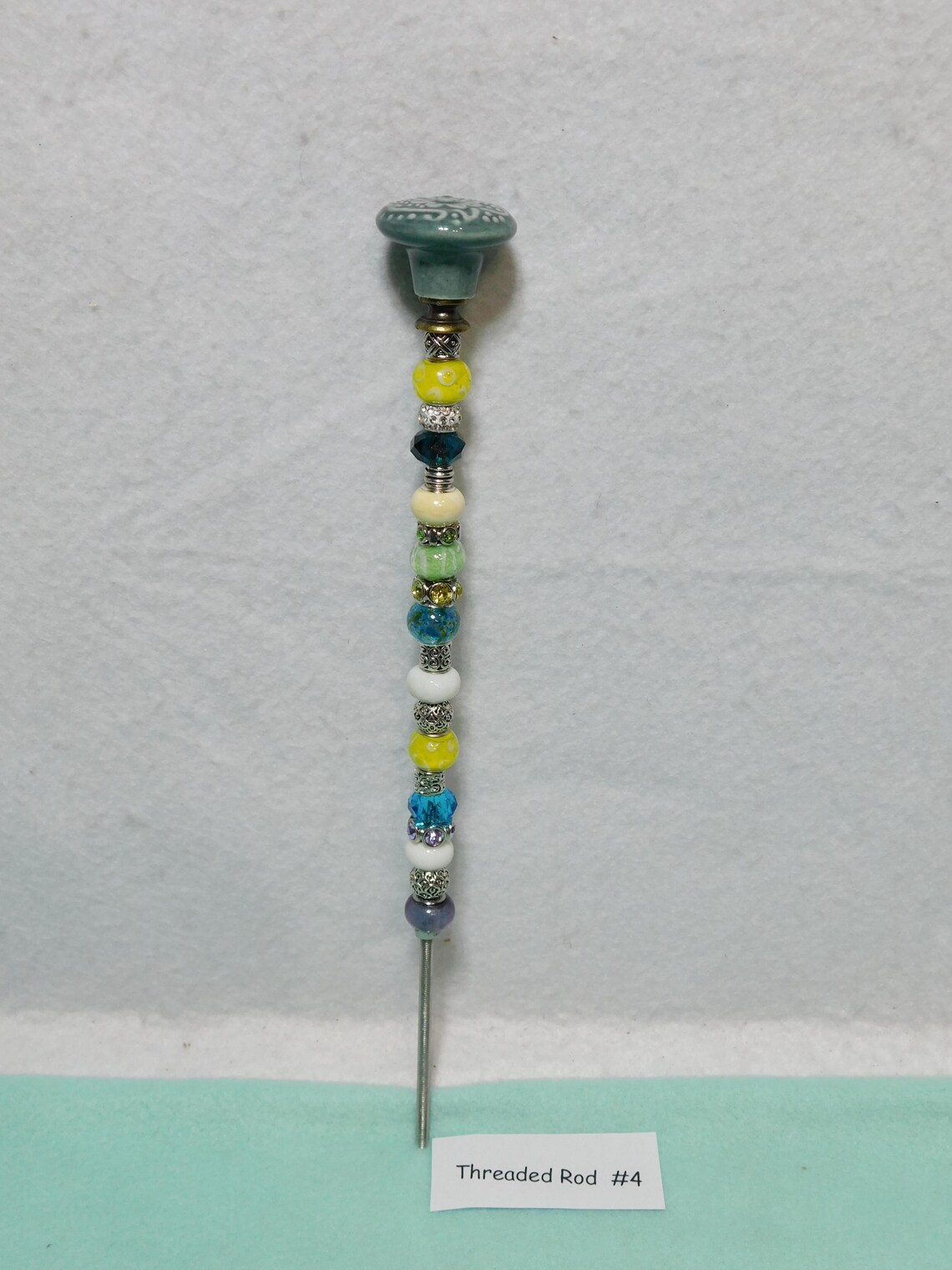 Beautiful Garden Stakes Threaded Rods Porcelain OR Glass Knobs Glass ...