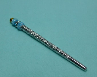 Hand Crafted Glass Beaded Scrolled Metal Plant Stake See Note