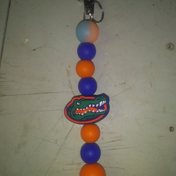 Florida gators beaded keychain