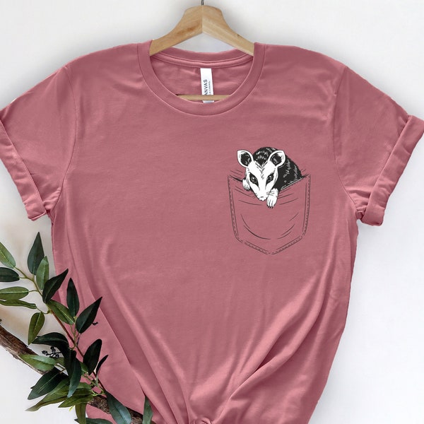 Cute Opossum Pocket Shirt, Opossum Lover Gift, Weird Possum Shirt, Funny Animal Graphic Shirt, Possum Animal Shirt, Possum In Pocket T-Shirt