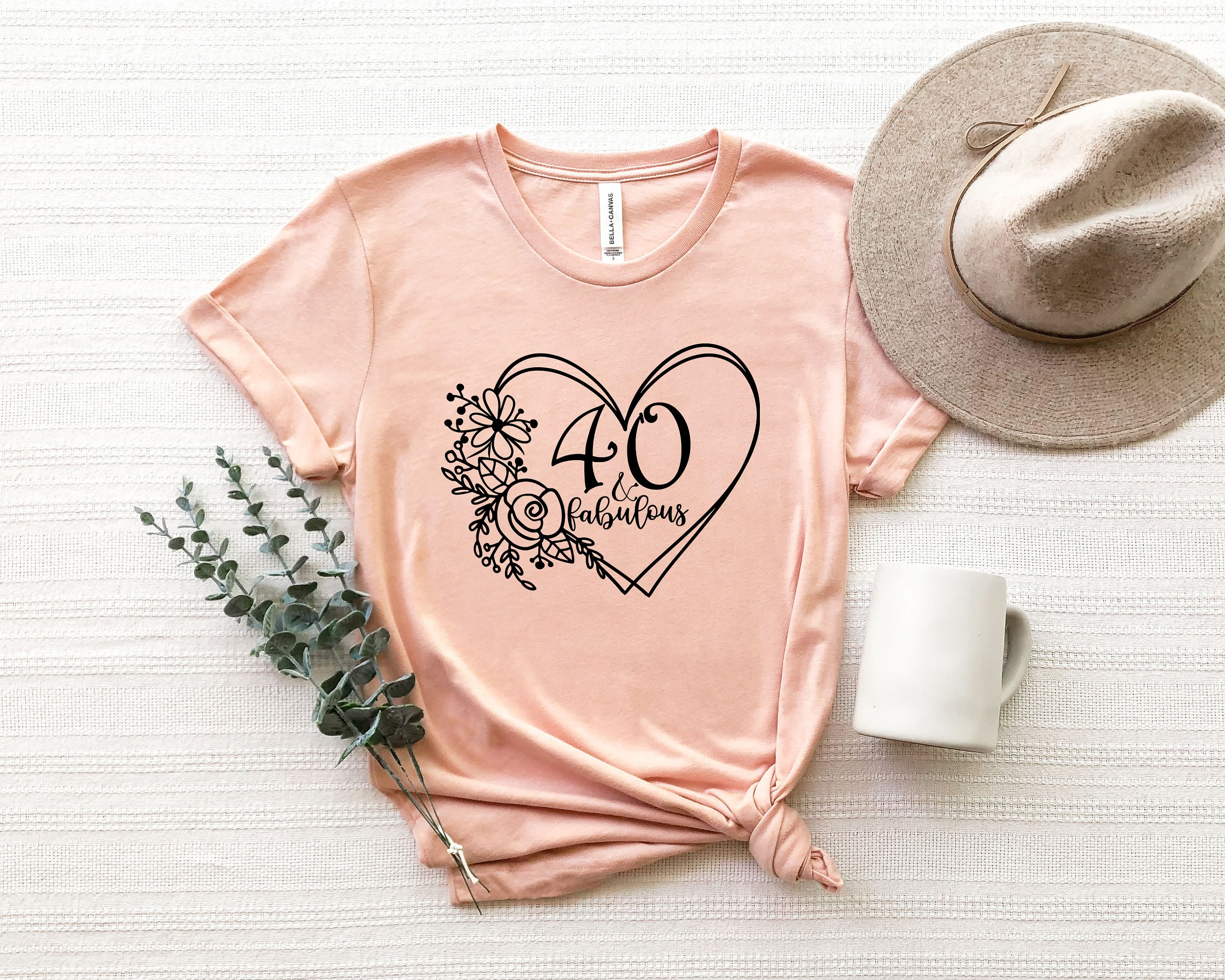 Discover 40th Birthday Gift, Floral Heart Shirt, Cool  40 and Fabulous Shirt, 40th Birthday T-Shirt