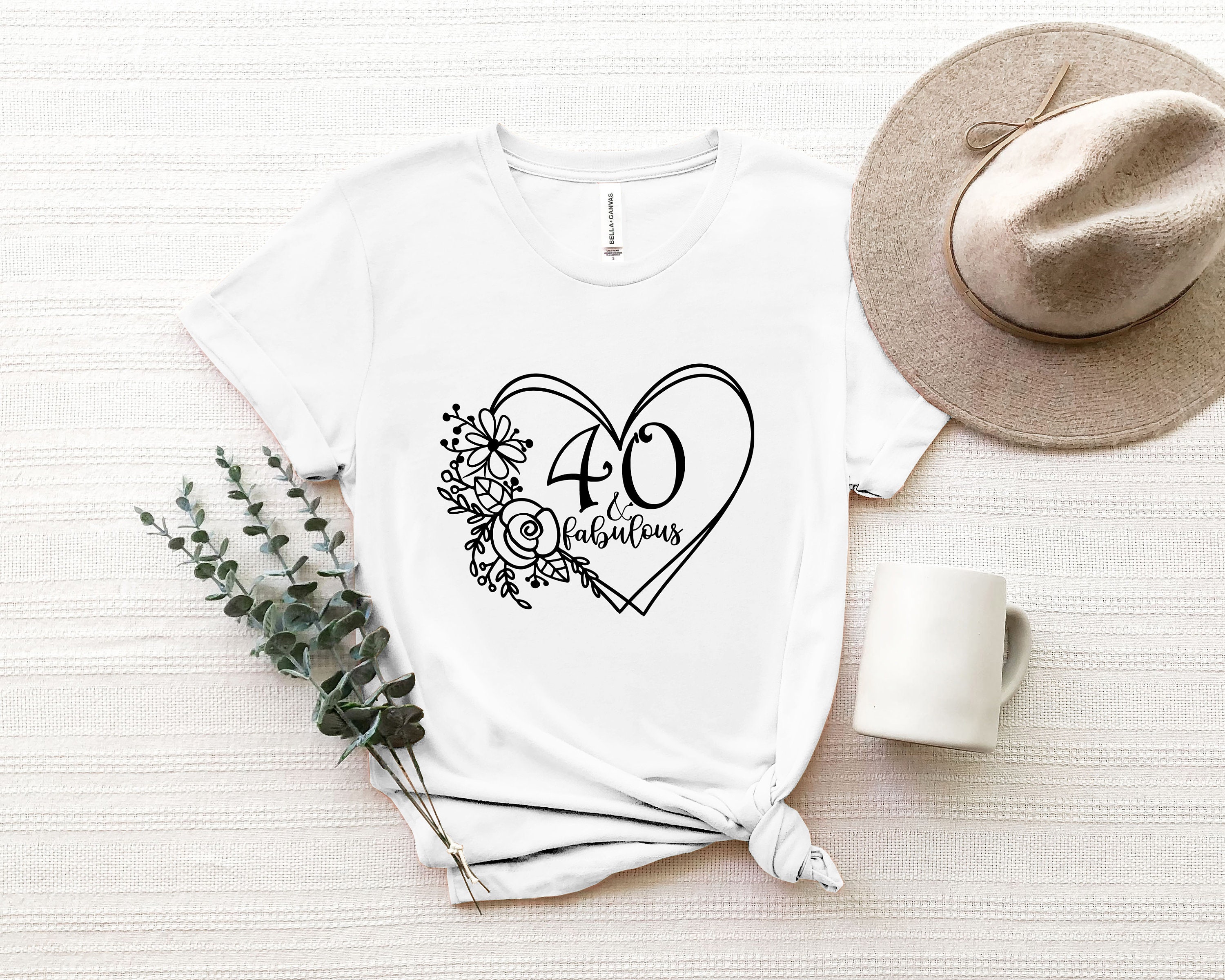 Discover 40th Birthday Gift, Floral Heart Shirt, Cool  40 and Fabulous Shirt, 40th Birthday T-Shirt