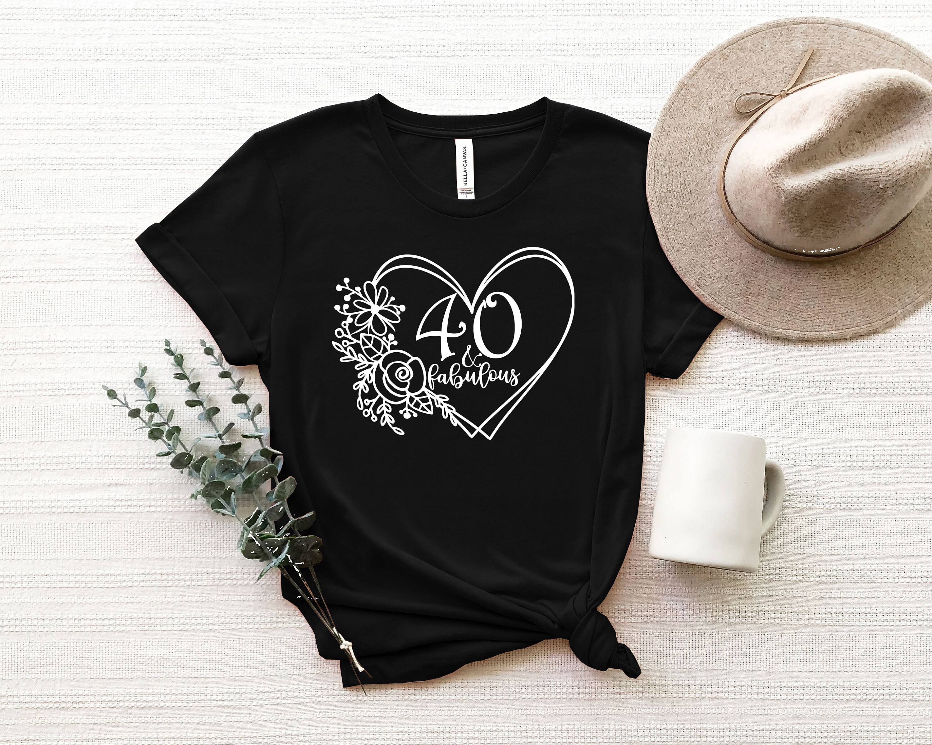 Discover 40th Birthday Gift, Floral Heart Shirt, Cool  40 and Fabulous Shirt, 40th Birthday T-Shirt