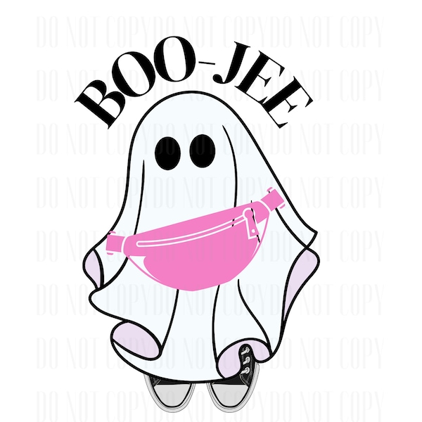 BOO-JEE PNG Digital Download Sublimation Design Ghost Belt Bag Beanie Halloween Cute Preppy T-Shirt Design