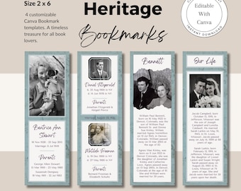 Heritage Bookmark Canva Customizable Template / Genealogy Gift /Family Reunion Keepsake /  Instant Download / Mother's Day Gift