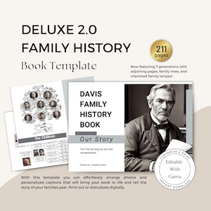 Family History Book Template Deluxe 2.0 | Canva Genealogy Printable | Ancestry Book with 4 Family Trees and 2 Mirror Trees | US Letter & A4