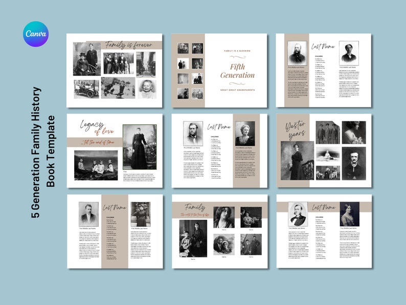 Customizable Family History Book Template / Family Tree / Etsy