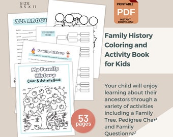 Kids Family History Activity Book: Genealogy Coloring Pages (Printable PDF)