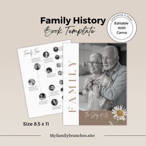 Family History Book Template / Editable Family Tree / Genealogy Gift / Canva Template / Easy-To-Edit / Customizable Biography  Book