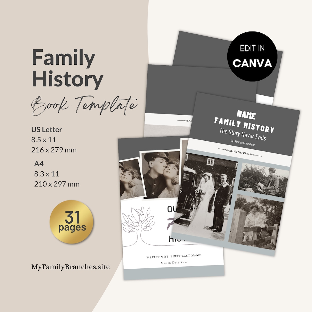 Family History Book Template / Family Heritage / Genealogy / Etsy Family History Book Template / Family Heritage / Genealogy / Etsy