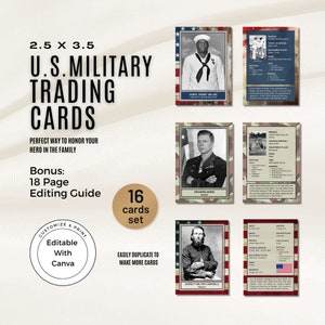 U.S. Military Trading Cards | Canva Template |  Bonus Editing Guide | Veterans Gift | Personalized Military Cards | Military Memorabilia
