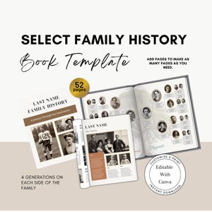 SELECT Family History Book Canva Template / Genealogy Gift / Family Tree / Customizable Ancestry Book / Reunion Keepsake
