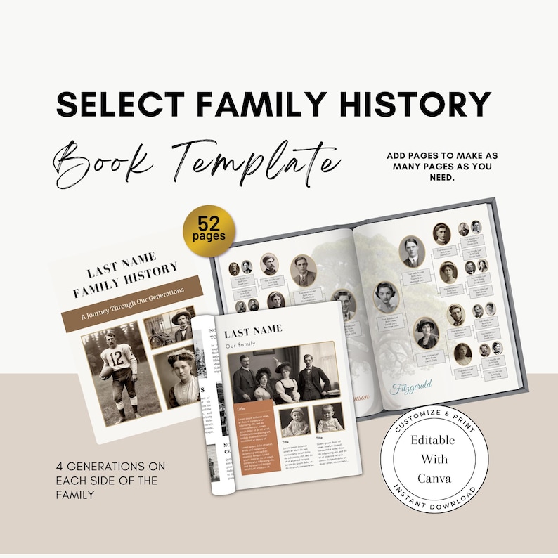Family History Book Canva Template: Genealogy Gift, Ancestry Keepsake ...