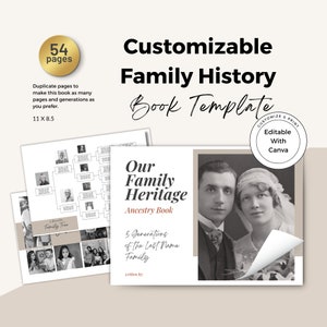 Timeless Family History Book Template / Family Tree / Genealogy / Family Tree /  Instant Download / Editable Biography Book