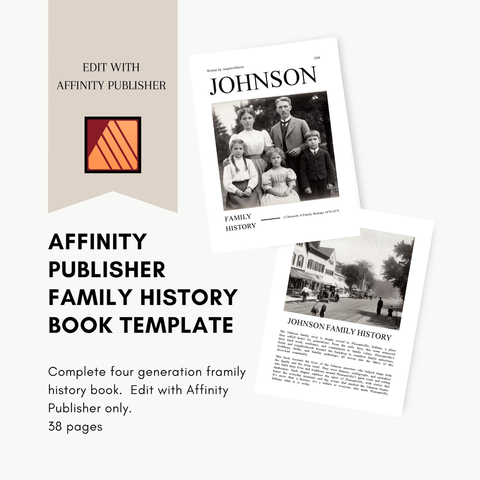 Family History Book Template for Affinity Publisher 2 (software Not ...