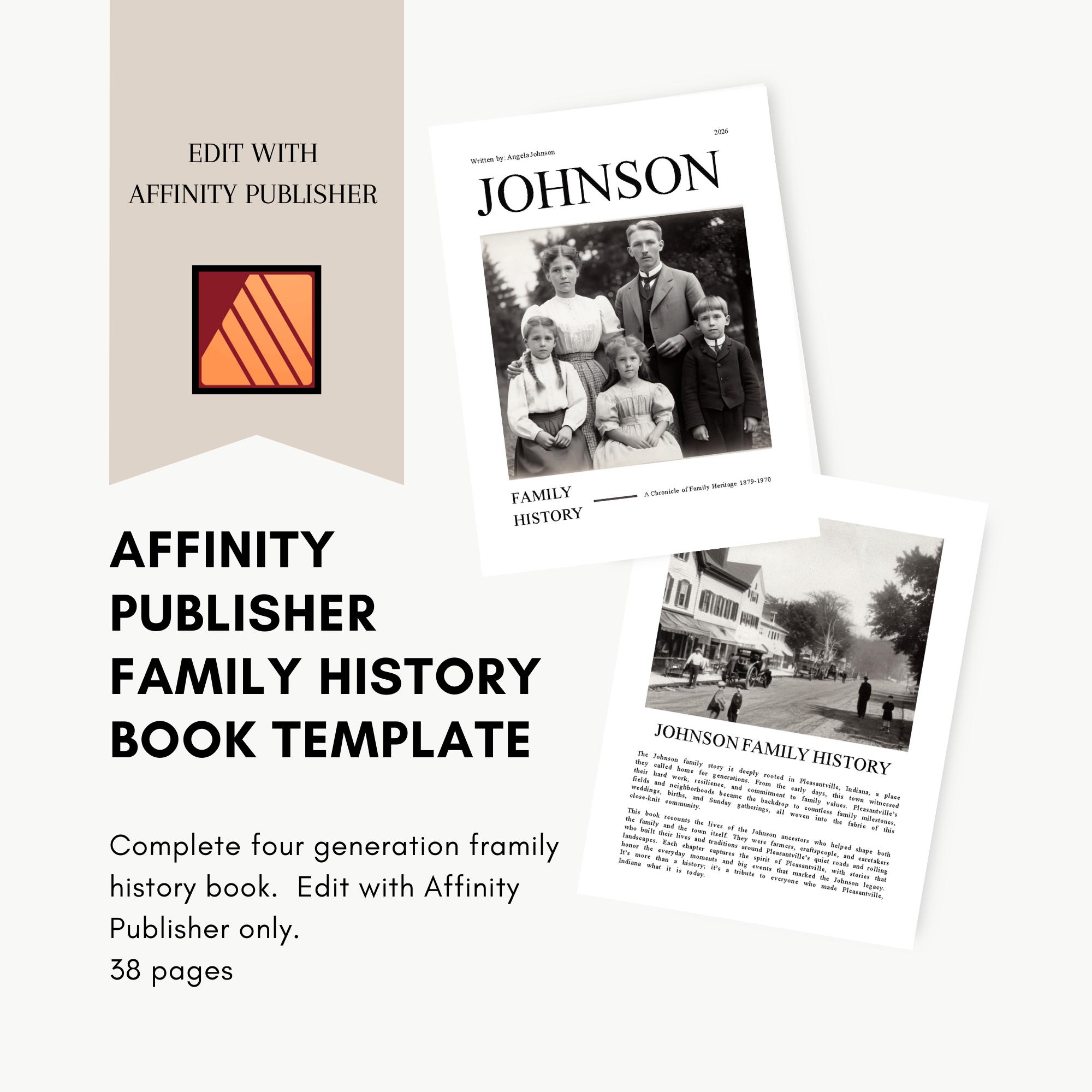 Family History Book Template for Affinity Publisher 2 (software Not
